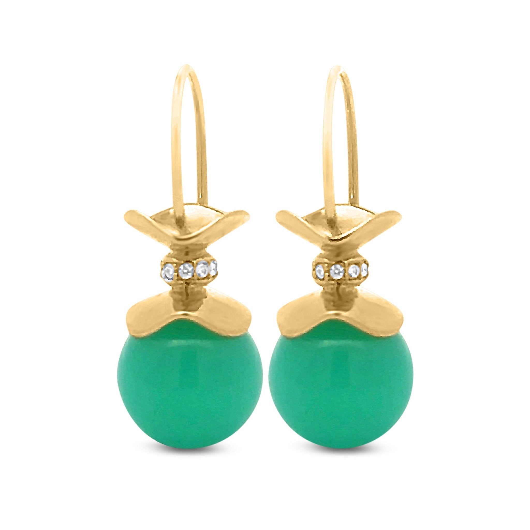 Chrysopase Bonbon Ruffle Diamond Earring in 18KY - Ashleigh Branstetter®
