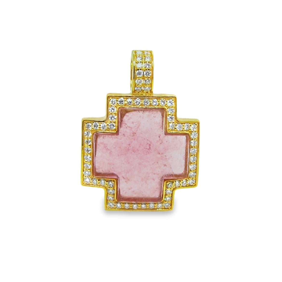 DeLille 18K Yellow Gold Pink Tourmaline and Diamond Cross Pendant - Ashleigh Branstetter®