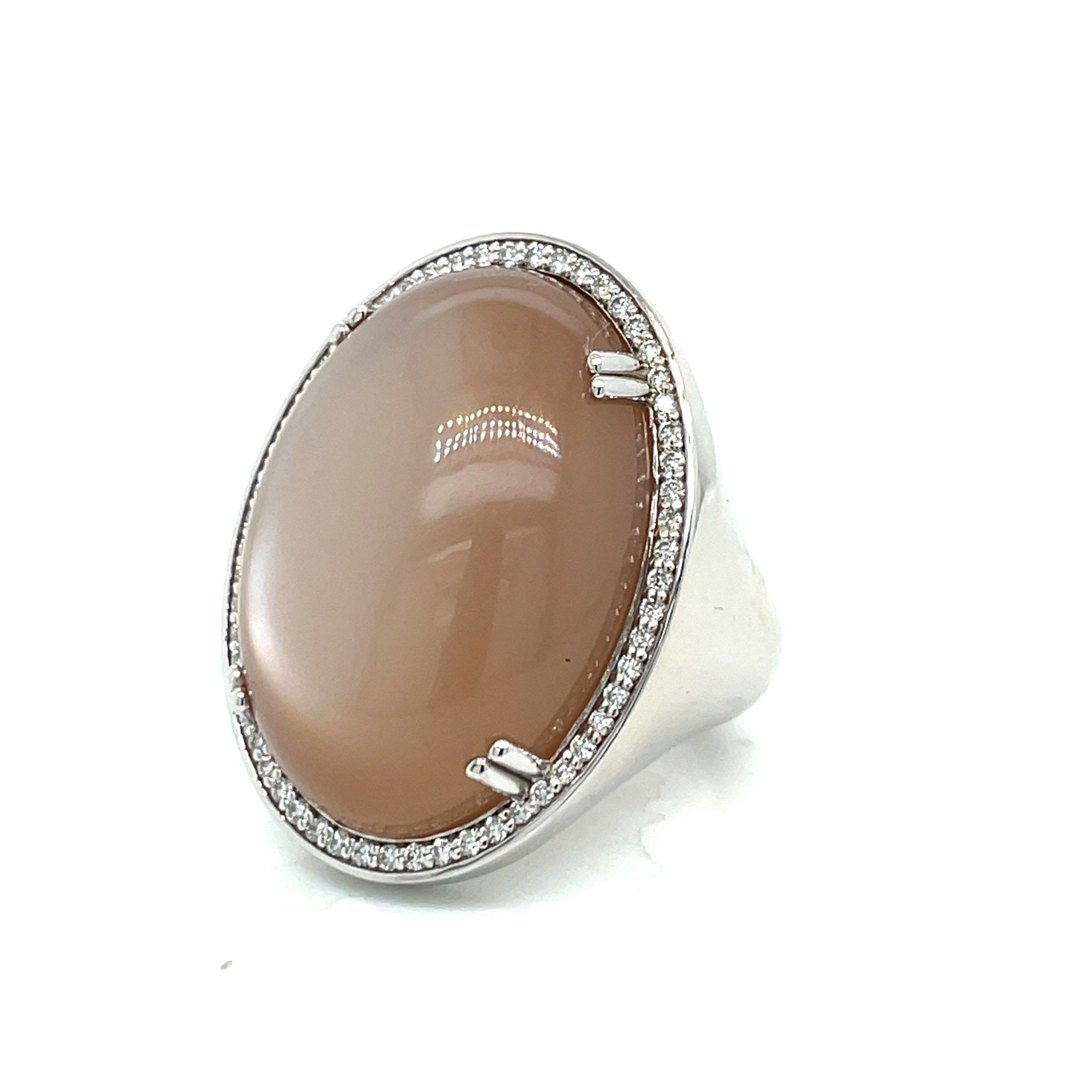 Celestial Moonstone and Diamond Ring in 18kw - Ashleigh Branstetter®