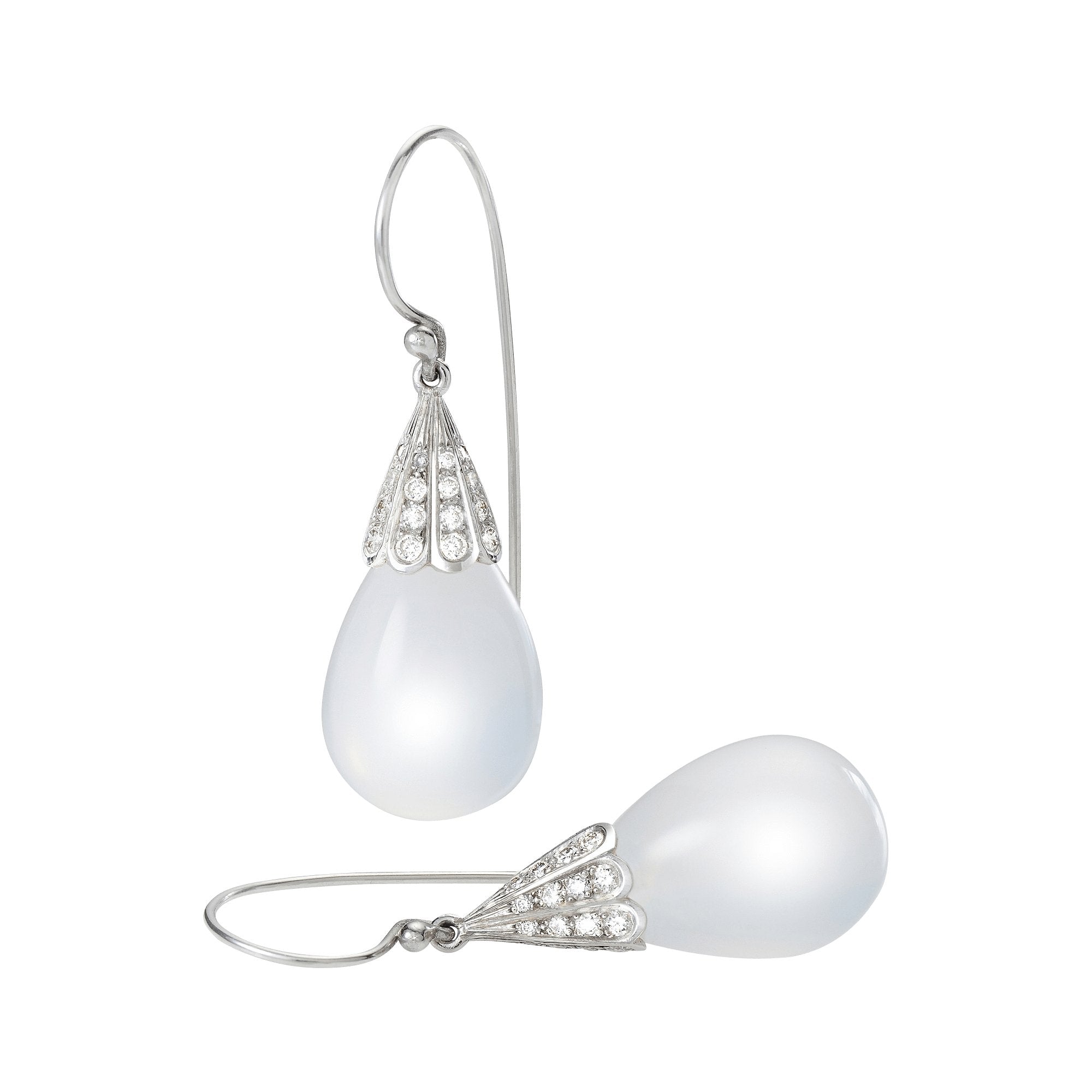 Gentilly Quartz and Diamond French Wire Earrings 18K White Gold - Ashleigh Branstetter®