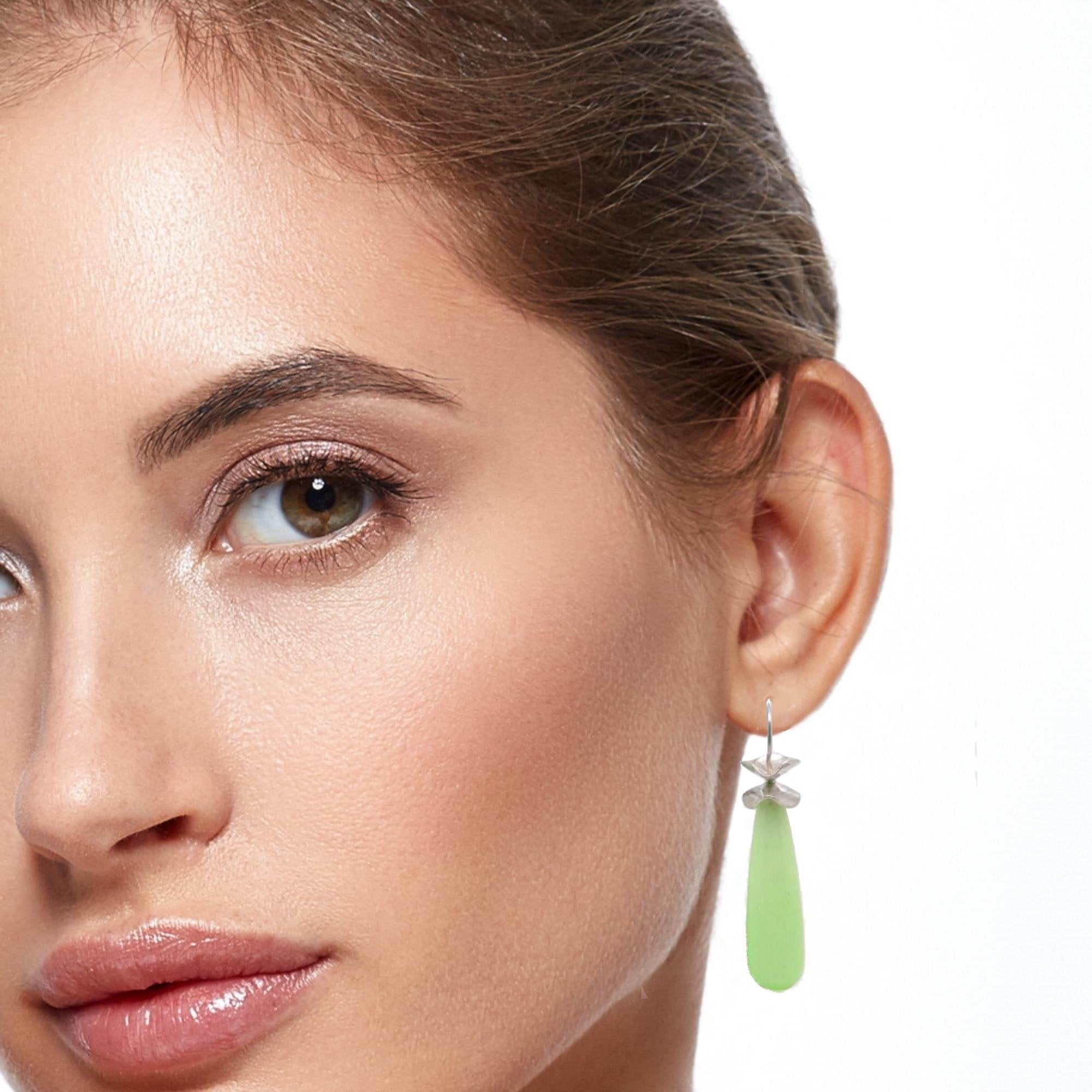 Ruffle© Chalcedony Smooth Briolette Earrings in Sterling - Ashleigh Branstetter®