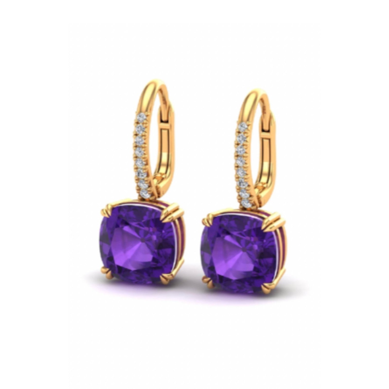 Amethyst and Diamond Drop Earrings in 18k - Ashleigh Branstetter®