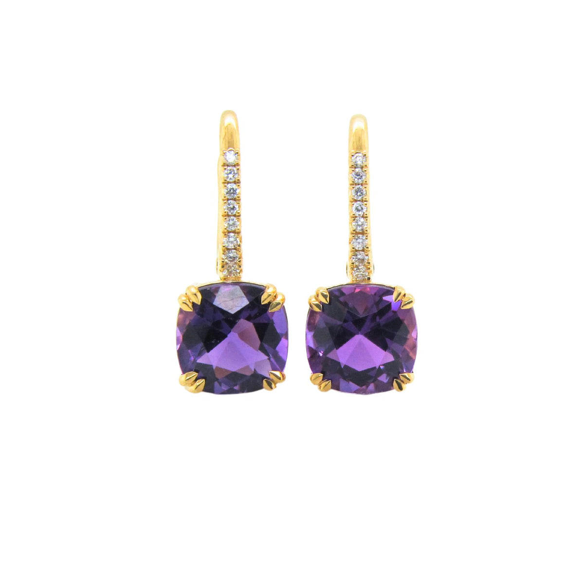 Amethyst and Diamond Drop Earrings in 18k - Ashleigh Branstetter®