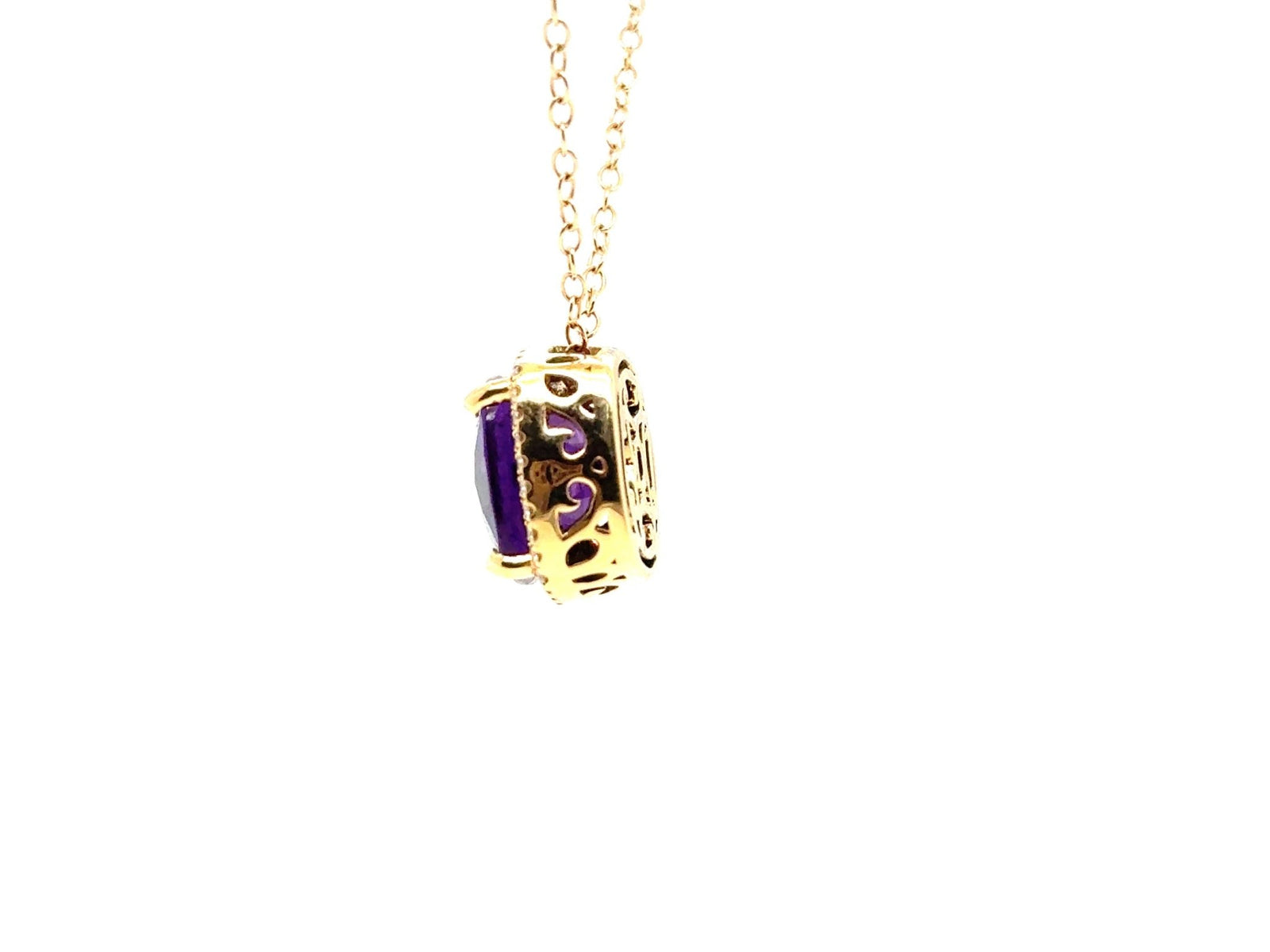 Amethyst and halo Pave Diamond Necklace in 18K - Ashleigh Branstetter®