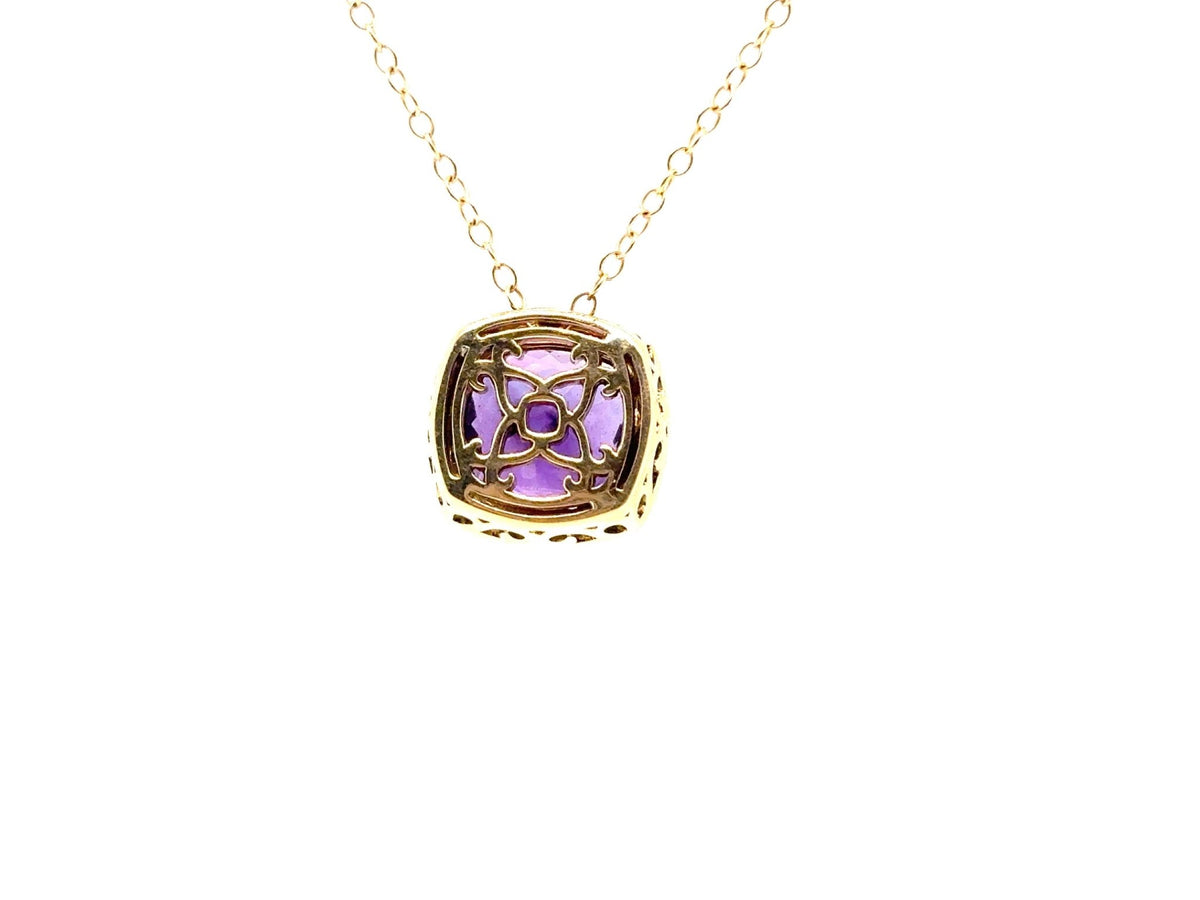 Amethyst and halo Pave Diamond Necklace in 18K - Ashleigh Branstetter®