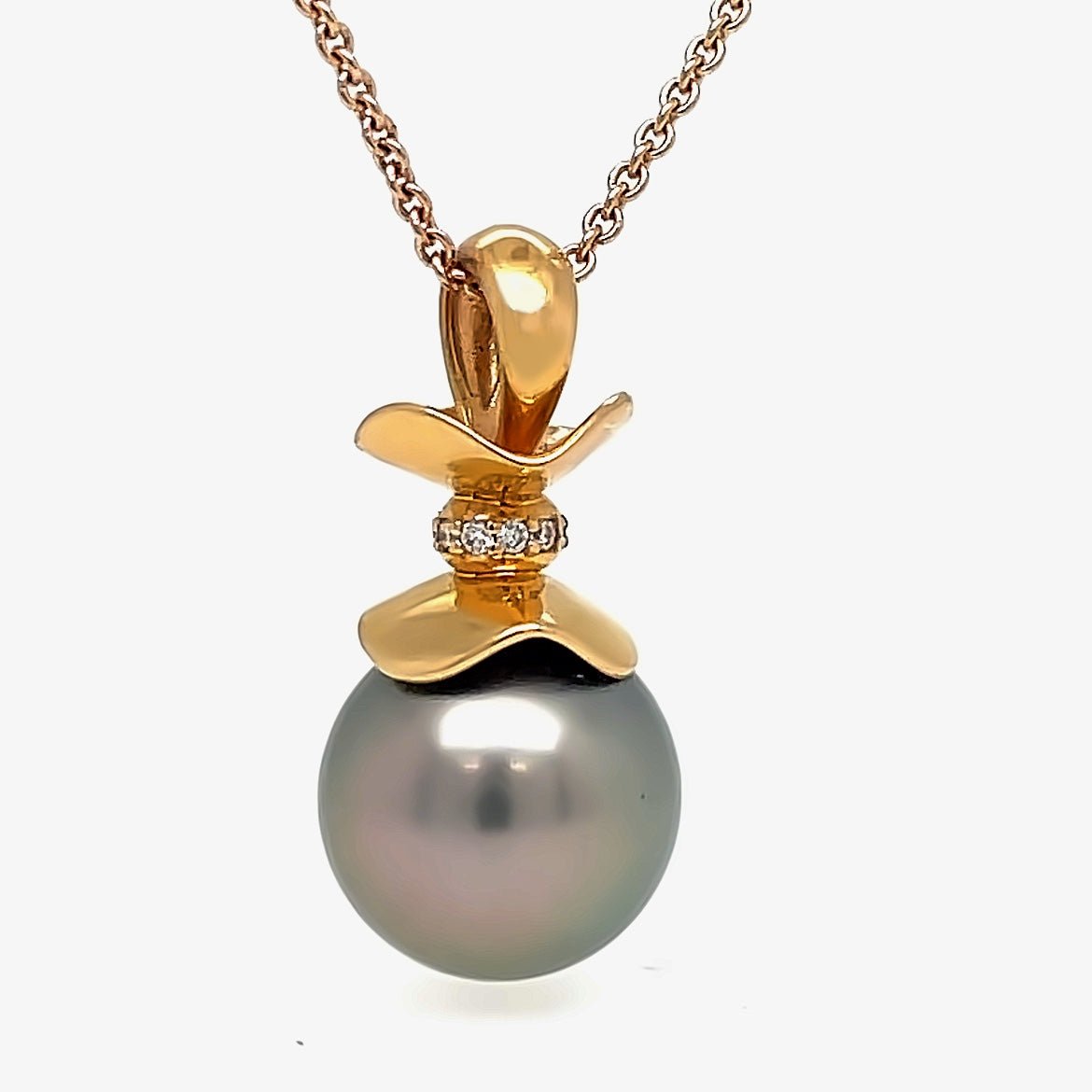 Diamond and Tahitian Pearl Ruffle©️ Charm 18K Rose Gold - Ashleigh Branstetter®