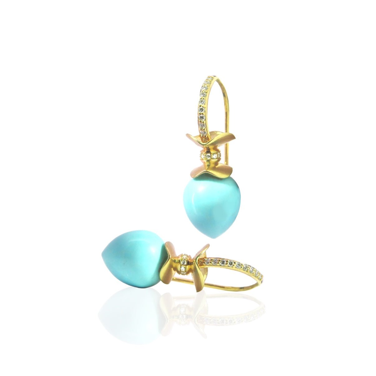 Gemma Turquoise Diamond Ruffle Earrings in 18KY - Ashleigh Branstetter®