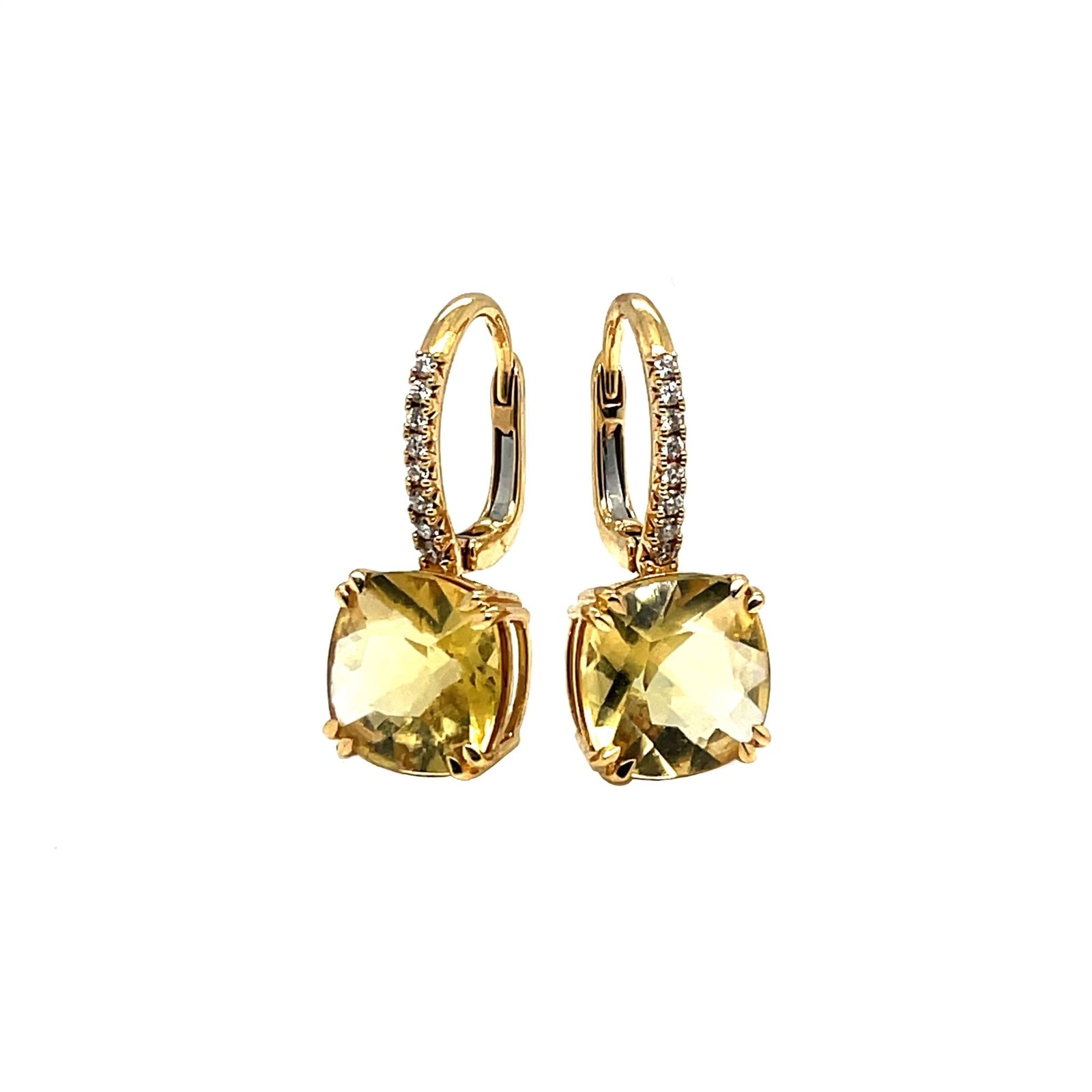 Golden Beryl and Diamond Drop Earrings in 18k - Ashleigh Branstetter®