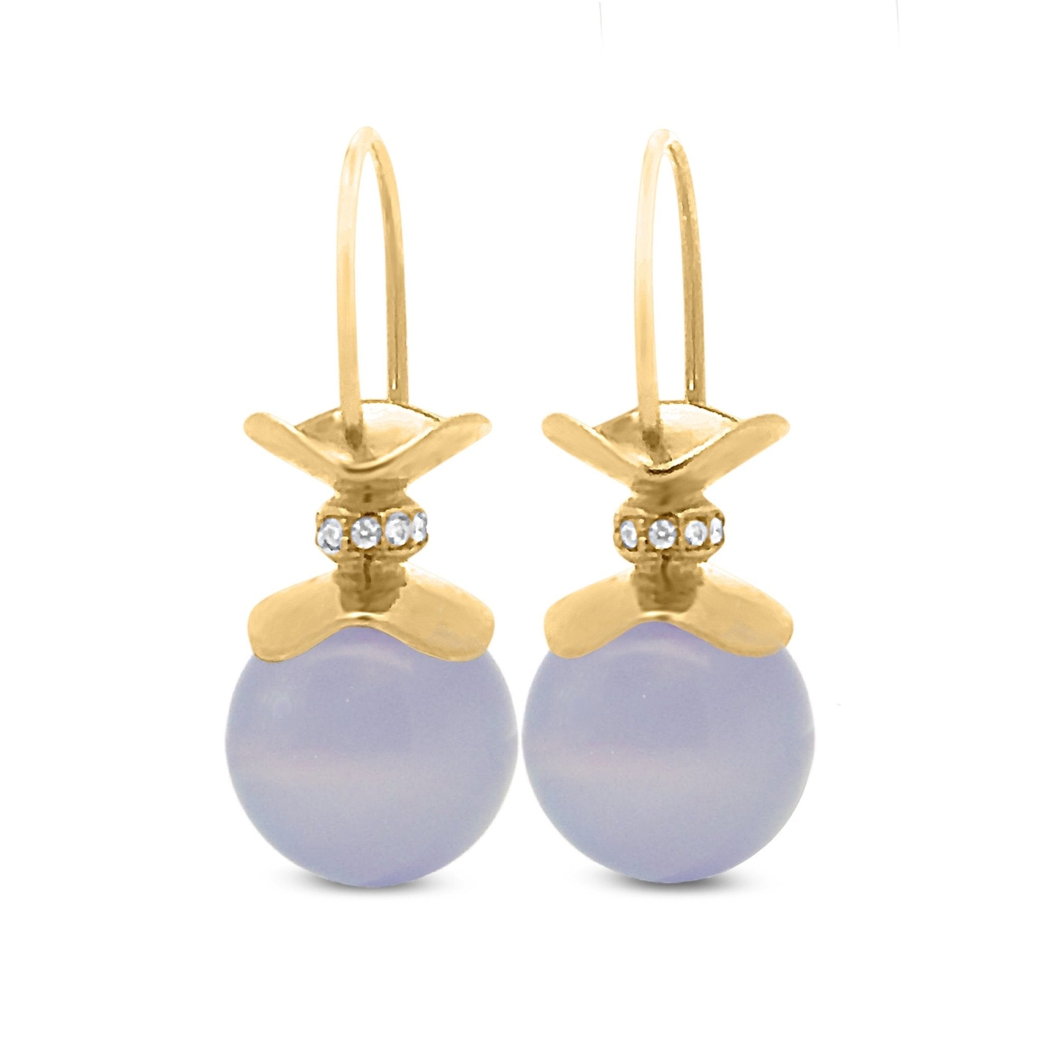 Lilac Chalcedony Bonbon Ruffle Diamond Earring in 18KY - Ashleigh Branstetter®