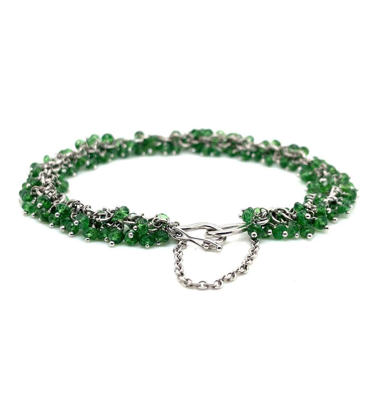 Tsavorite Garnet Faceted Bead Bracelet in 18k white gold - Ashleigh Branstetter®