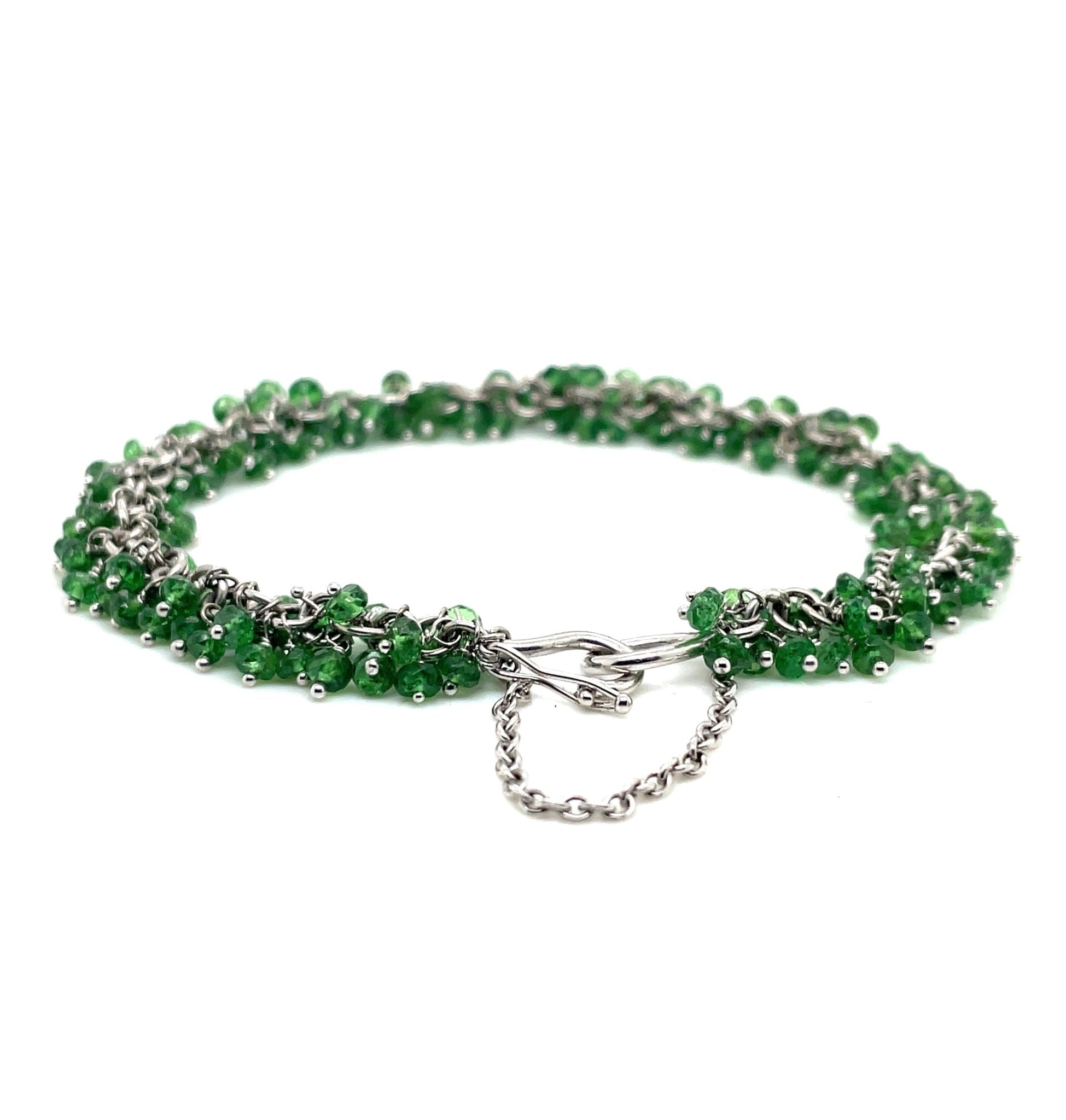 Tsavorite Garnet Faceted Bead Bracelet in 18k white gold - Ashleigh Branstetter®
