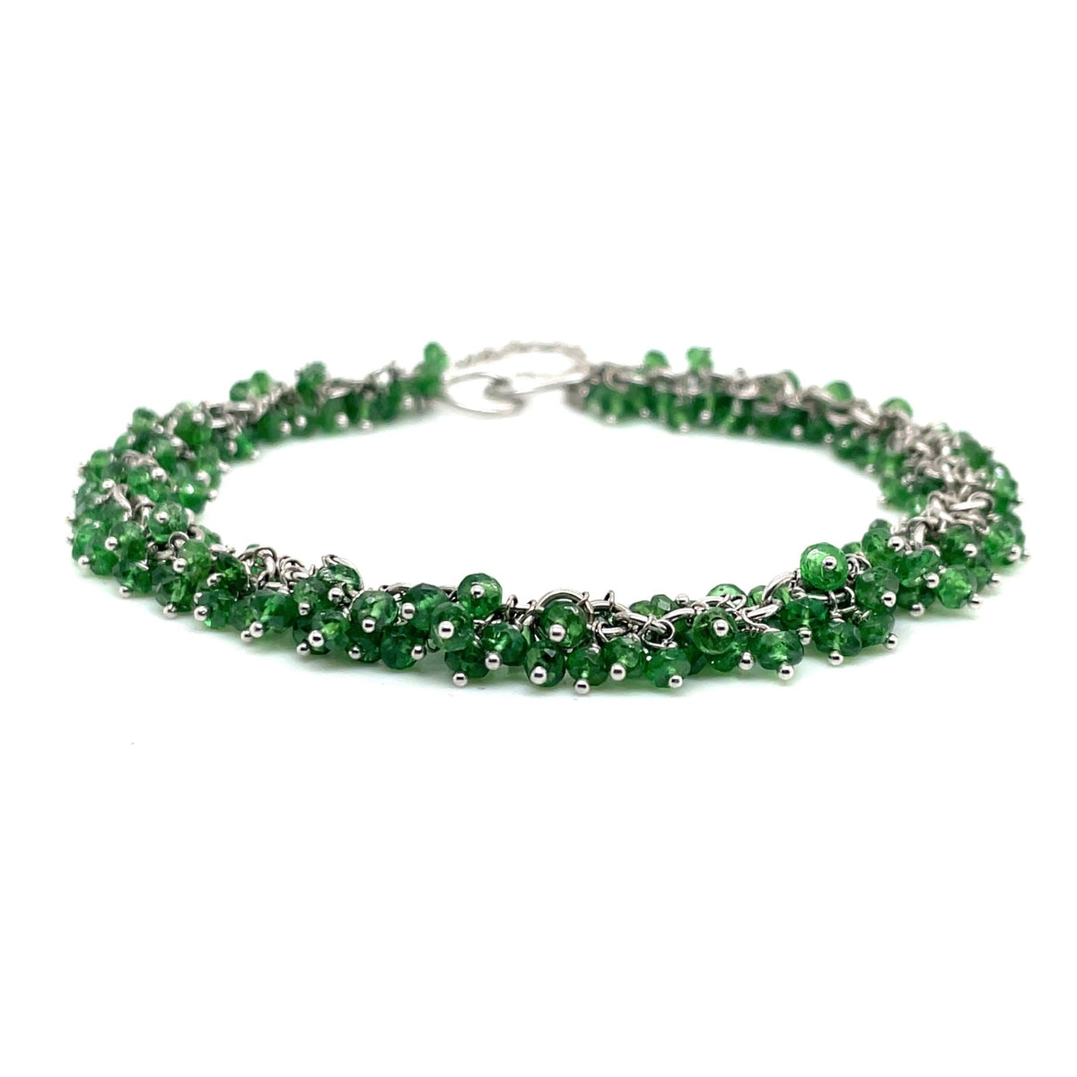 Tsavorite Garnet Faceted Bead Bracelet in 18k white gold - Ashleigh Branstetter®