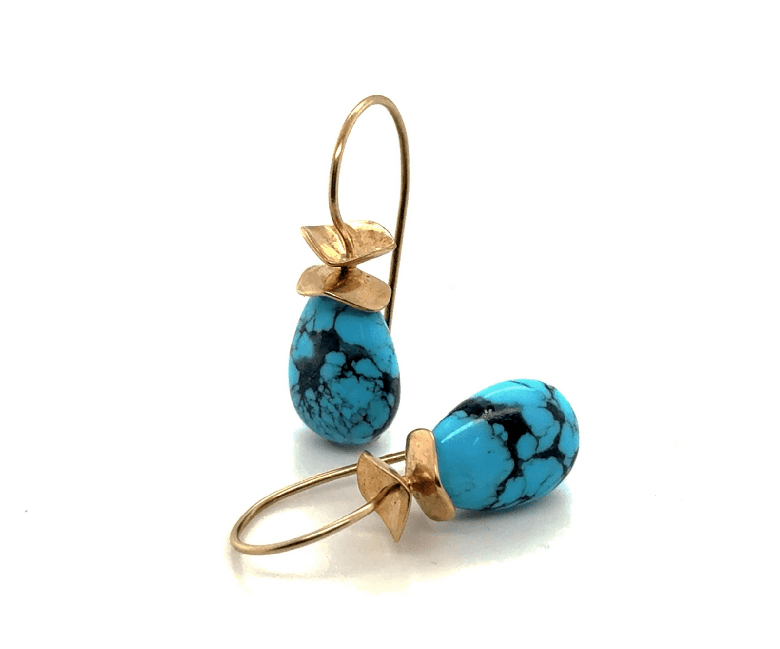 Turquoise Drop Ruffle Earrings 18KY - Ashleigh Branstetter®