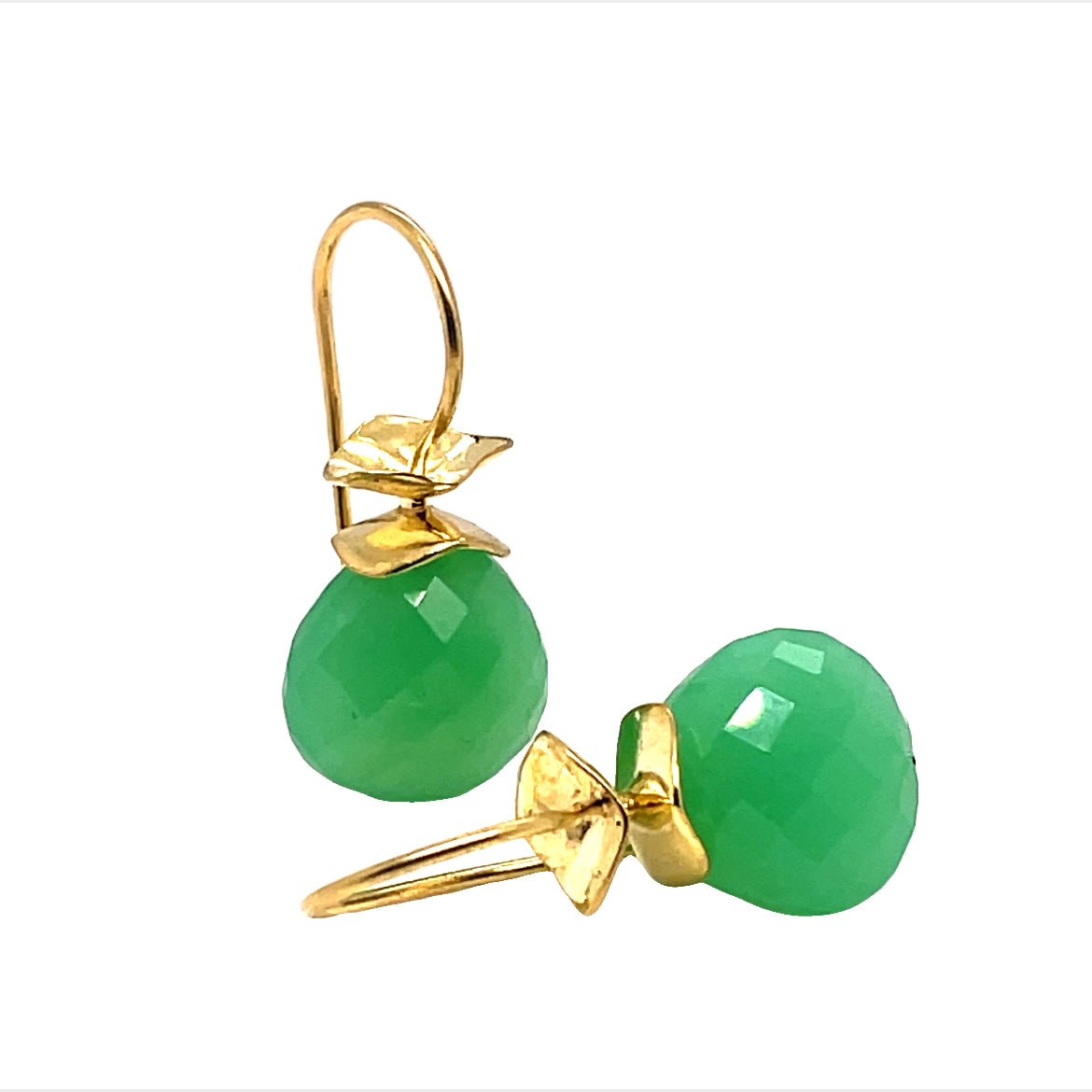 18K Yellow Gold Chrysoprase Ruffle Earrings©️ - Ashleigh Branstetter®