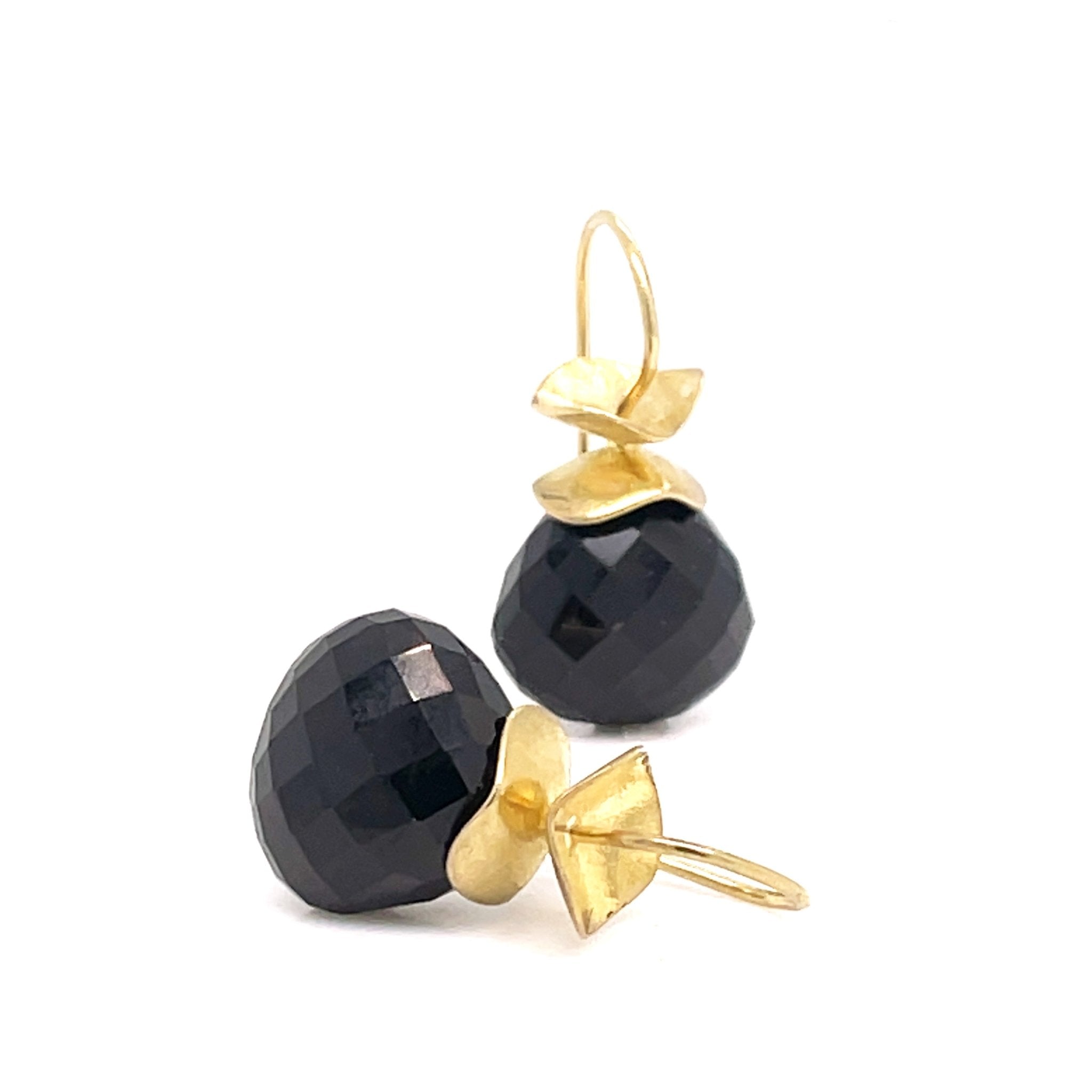 18K Yellow Gold Onyx Ruffle Earrings©️ - Ashleigh Branstetter®