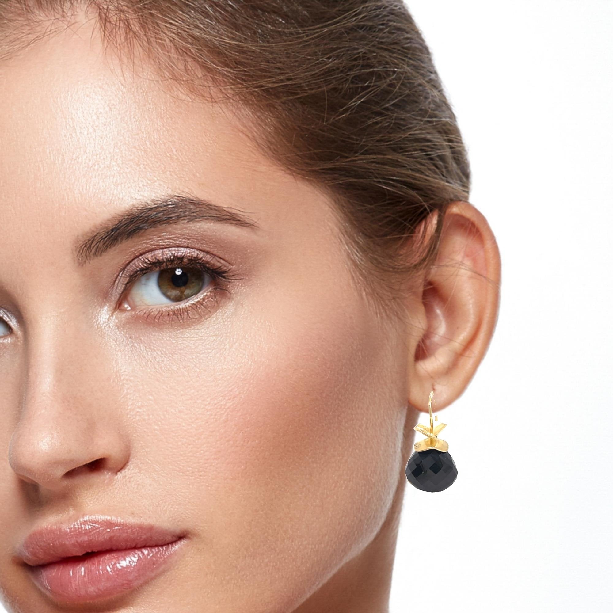 18K Yellow Gold Onyx Ruffle Earrings©️ - Ashleigh Branstetter®