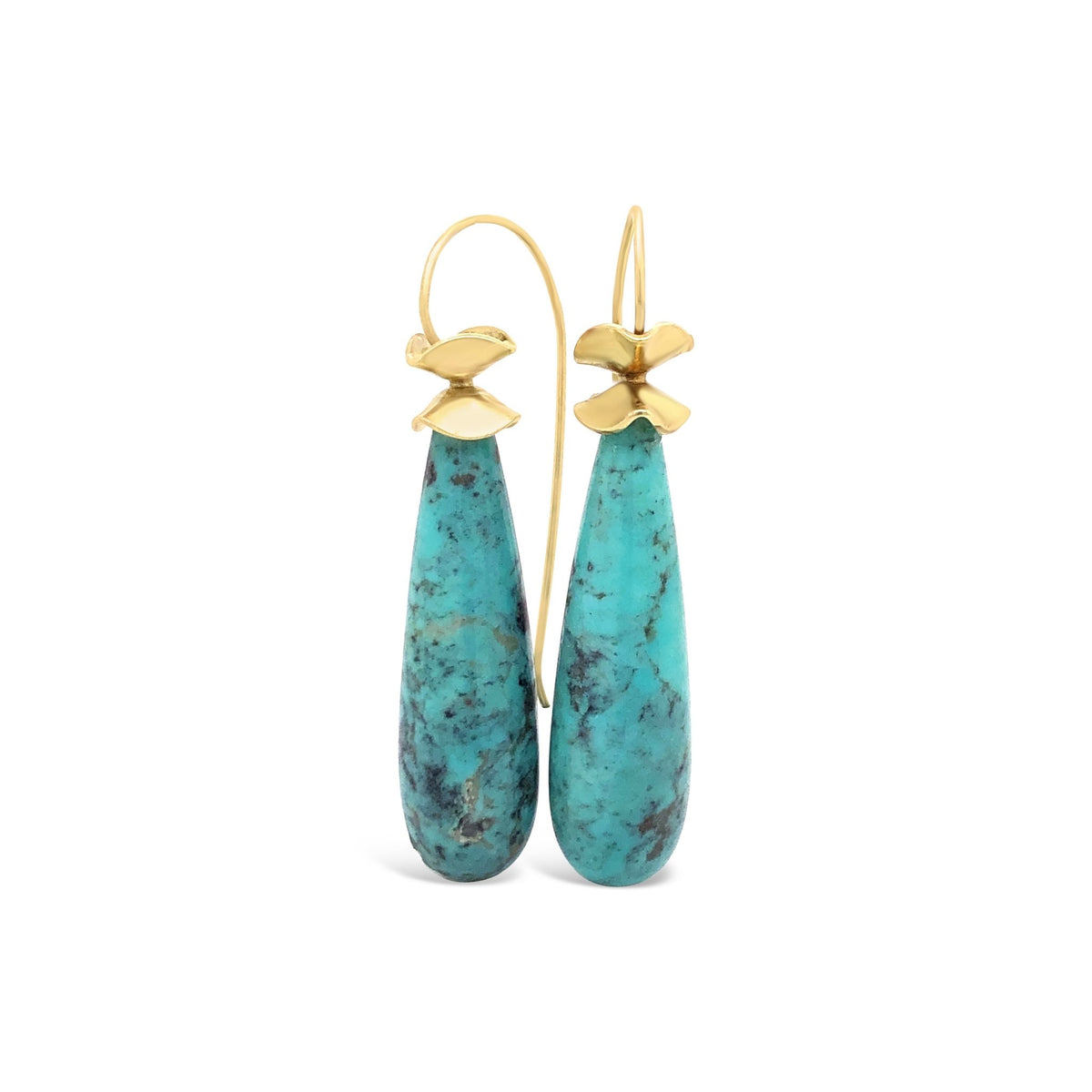 Basin Turquoise Earrings in 18k Yellow Gold - Ashleigh Branstetter®