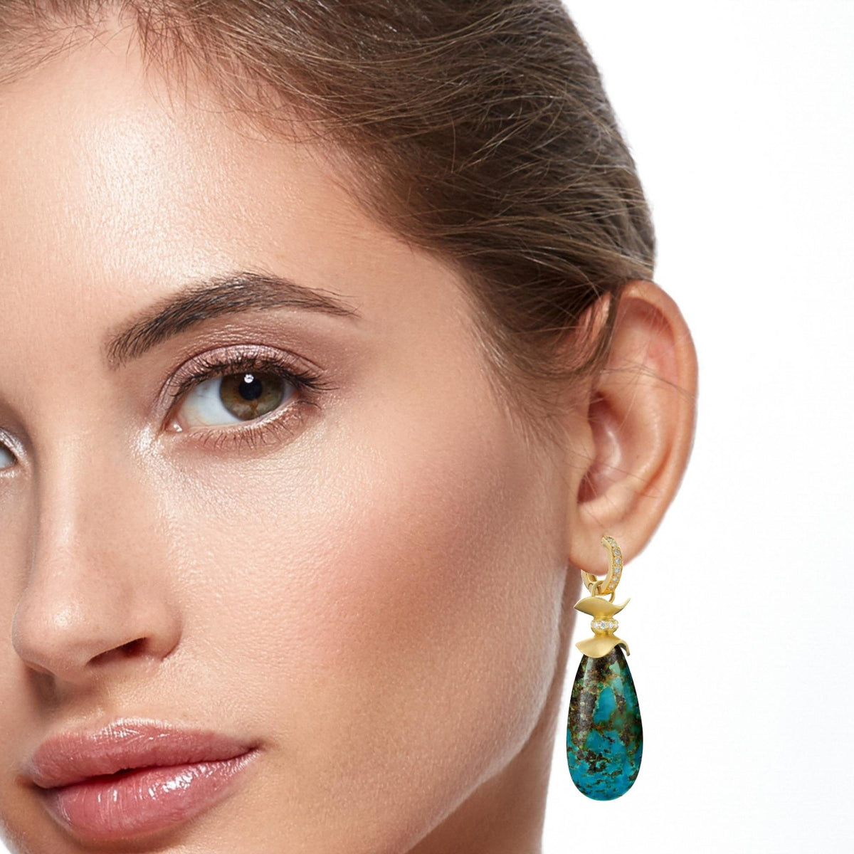 Delta Turquoise and Diamond Detachable Drop Earrings 18KY - Ashleigh Branstetter®
