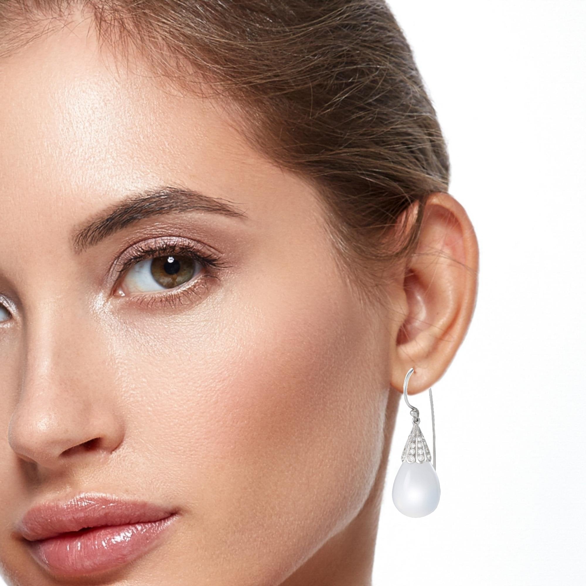 Gentilly Quartz and Diamond French Wire Earrings 18K White Gold - Ashleigh Branstetter®