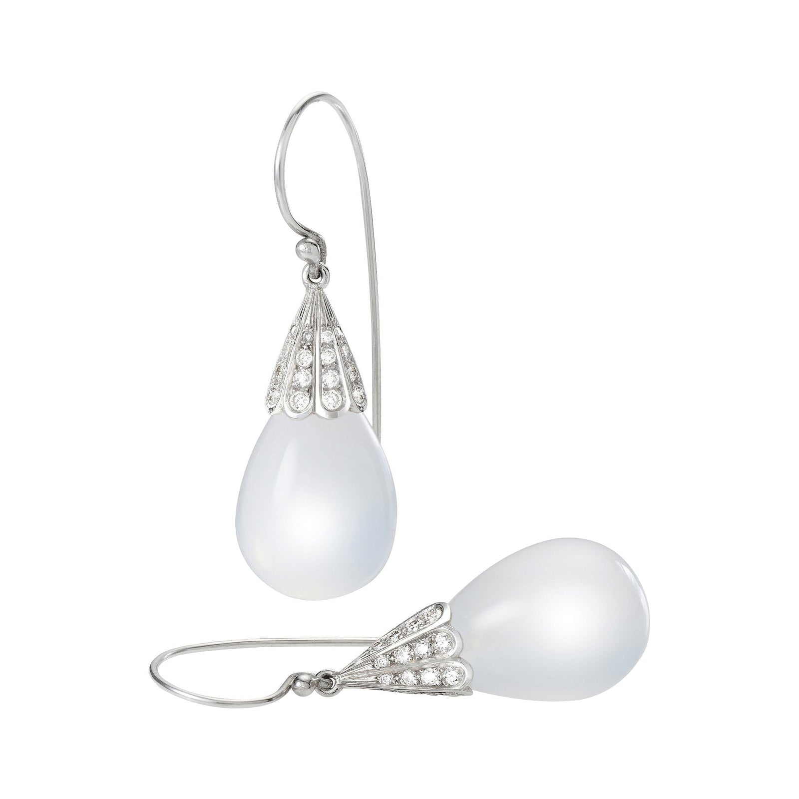 Gentilly Quartz and Diamond French Wire Earrings 18K White Gold - Ashleigh Branstetter®