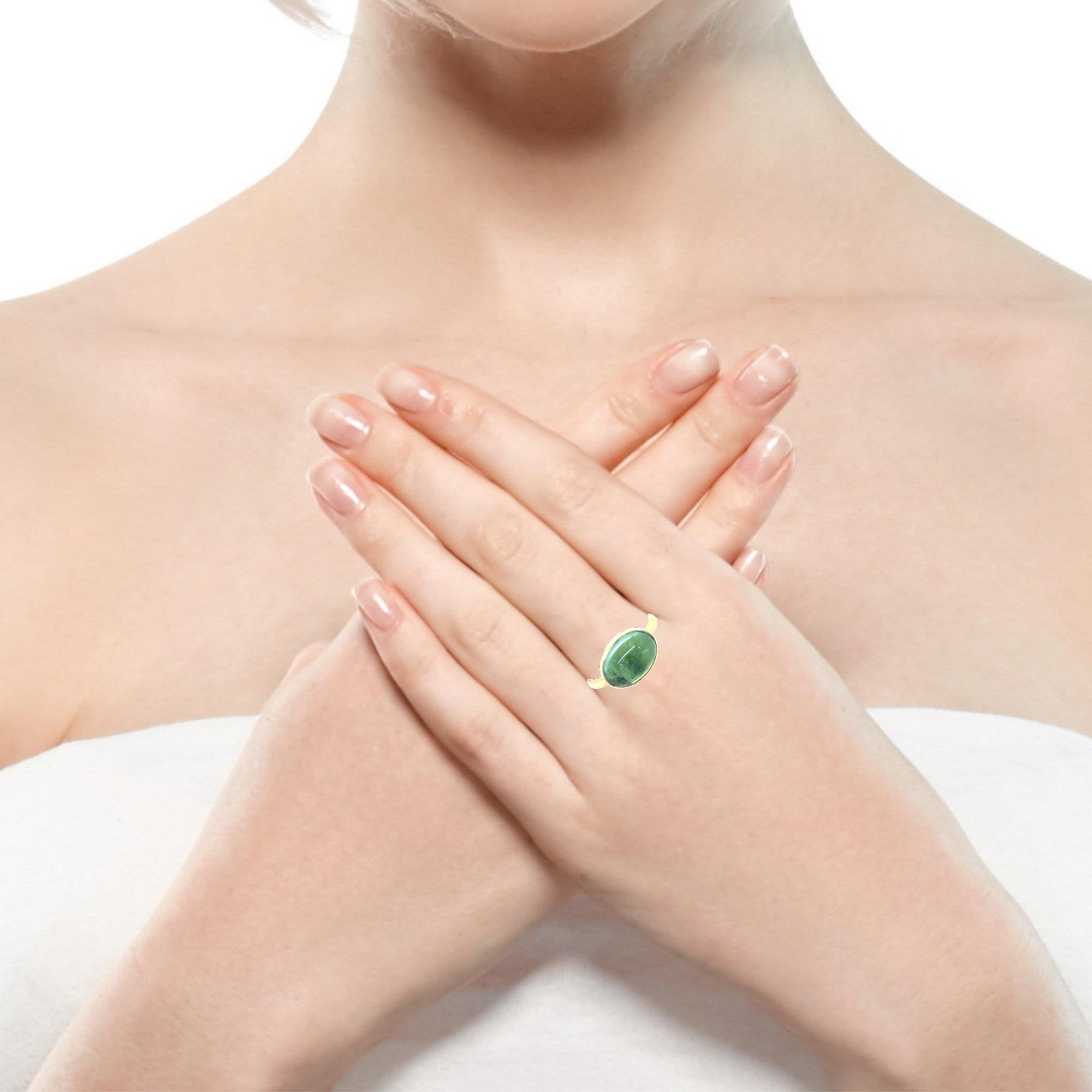 One Of A Kind Oval Cabochon Tourmaline Ring in 18KY - Ashleigh Branstetter®