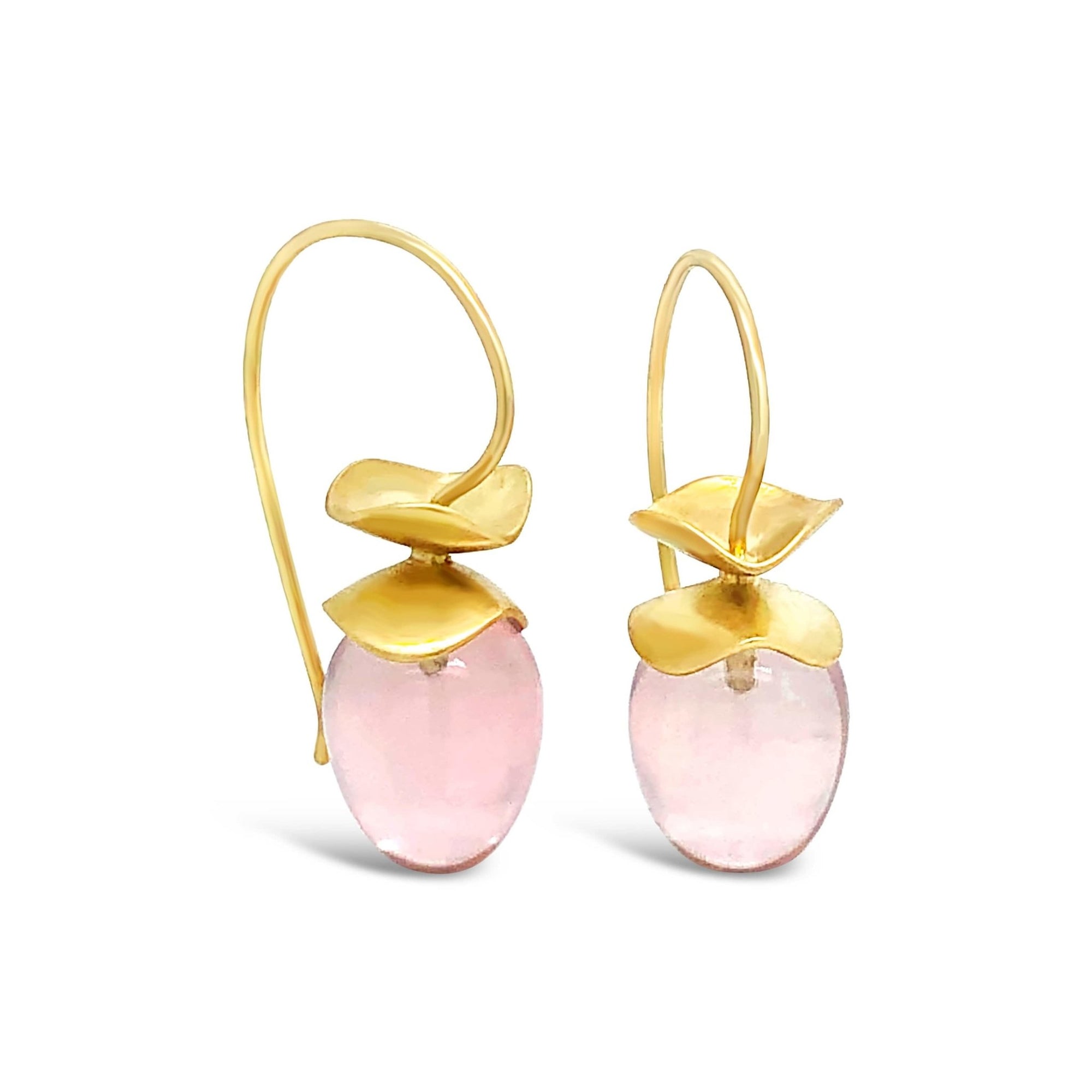 Rose Quartz Ruffle Earrings 18k Yellow Gold - Ashleigh Branstetter®