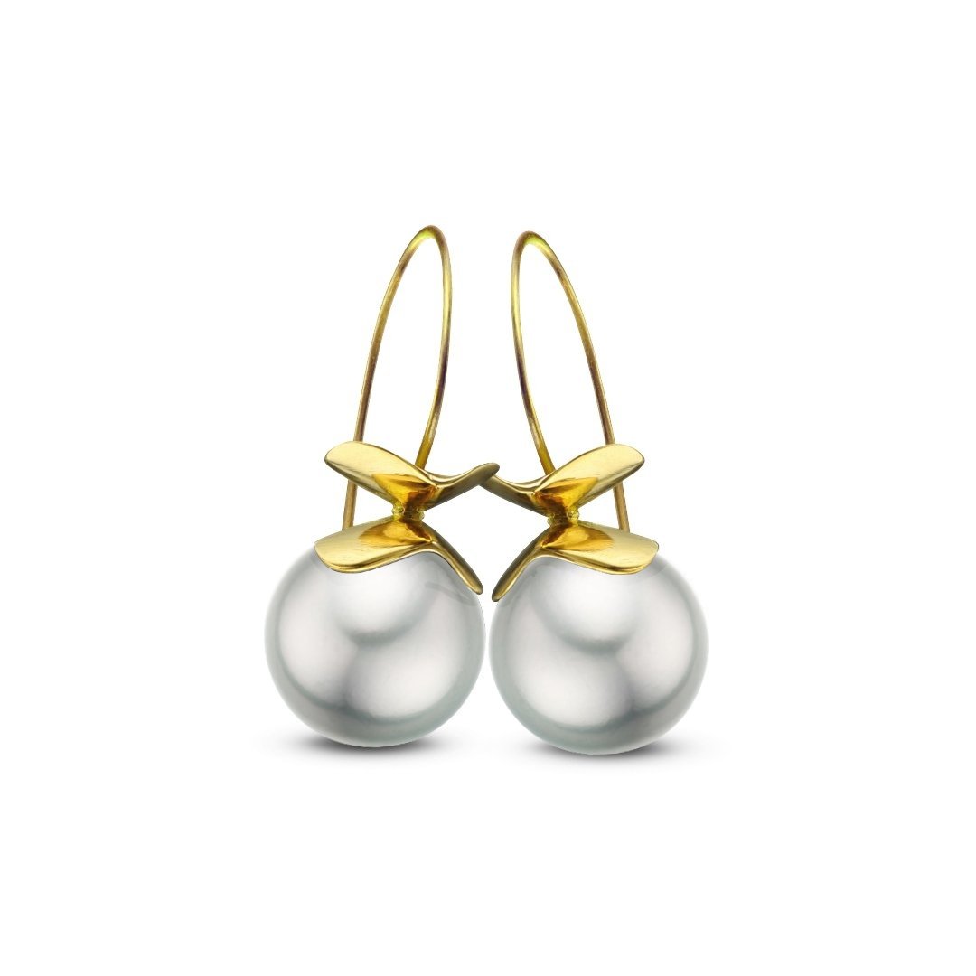 Ruffle© Silver Tahitian Pearl Earrings - Ashleigh Branstetter®