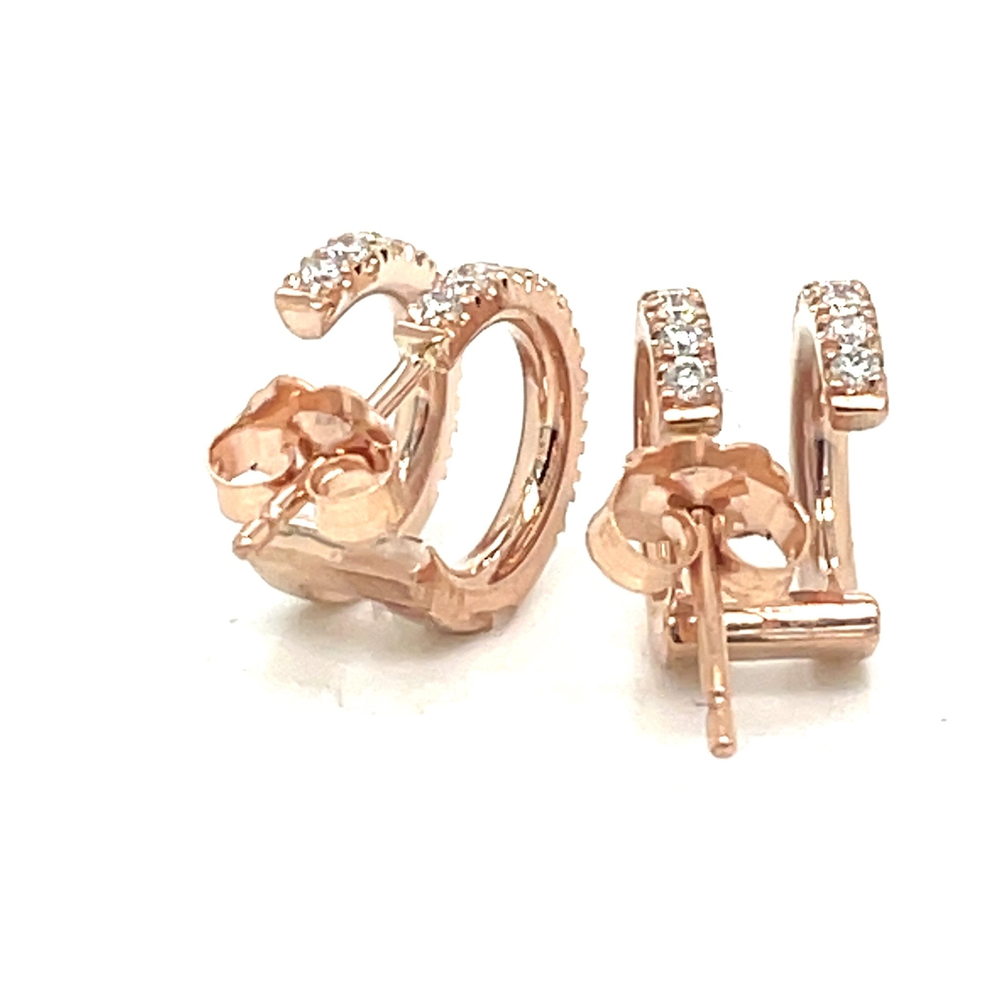 Twin Hoop Huggie with Diamonds in 14K Rose Gold - Ashleigh Branstetter®